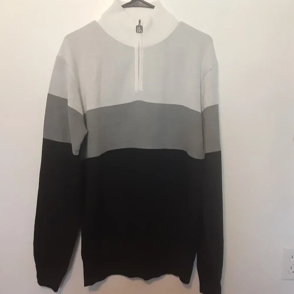 Red Ape 1/4 Zip Sweater Adult Mens L Mock Neck Gray Black